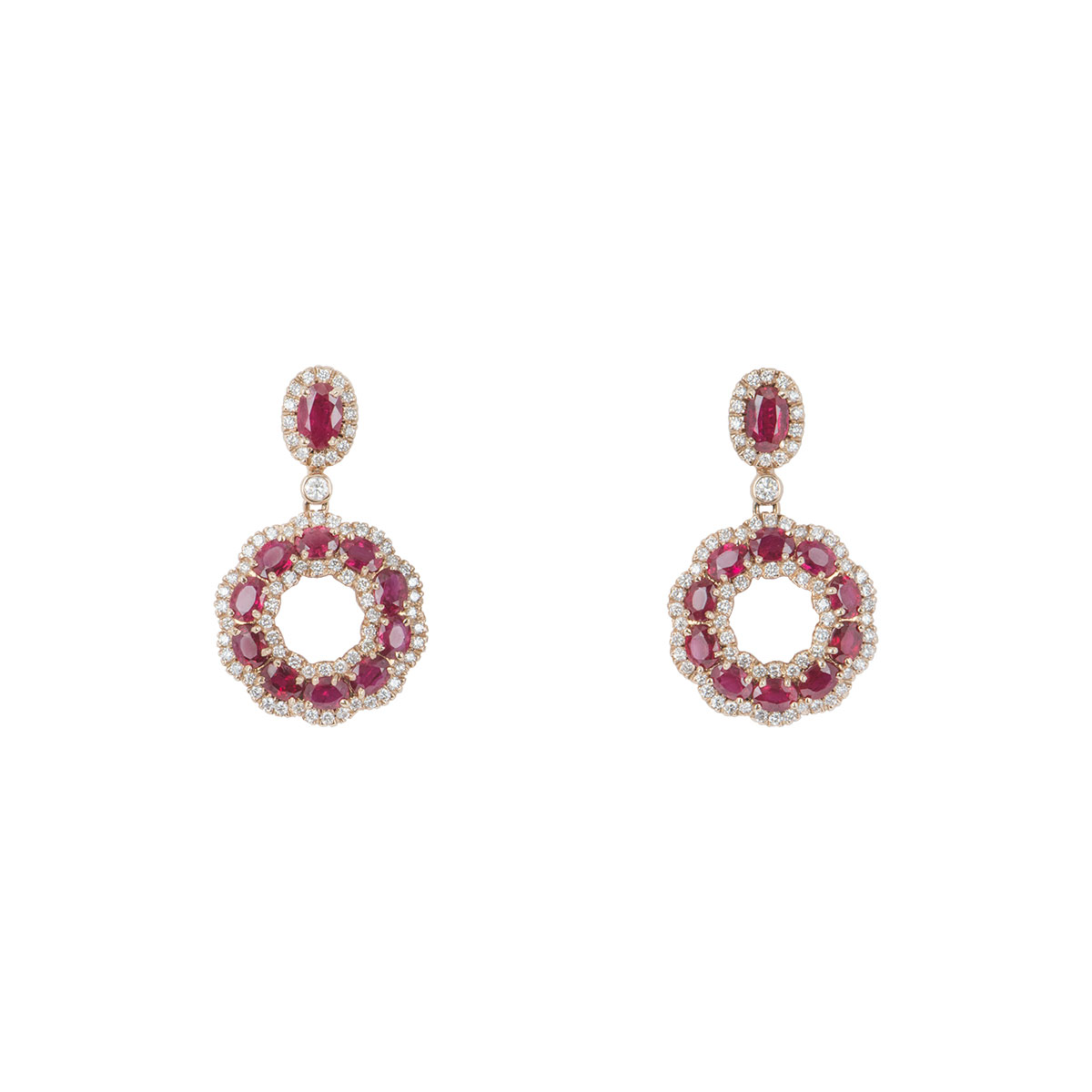 Rose Gold Diamond And Ruby Earrings | Rich Diamonds